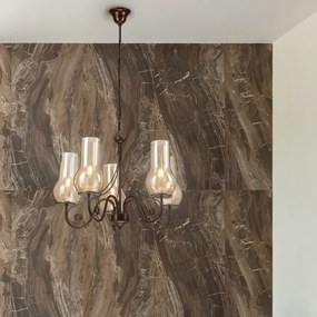 Lustră pe lanț Brilagi COTTAGE 5xE14/40W/230V maro