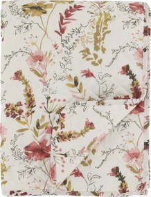 Pilota crem, din bumbac, model floral, 180x130cm, Aix