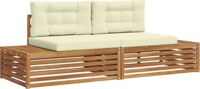 vidaXL Set de canapele de exterior cu pernă 2 Bucată Natural și Crem
