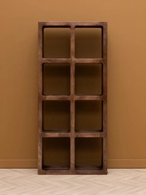 Etajeră din lemn de mango, cu 8 rafturi, maro antichizat, finisaj vintage, 82.5×32×181 cm, „Cubia"