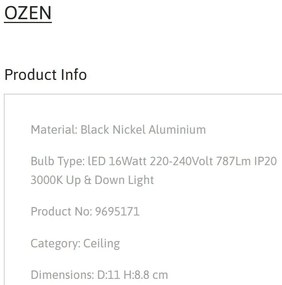 Spot LED aplicat diametru 11cm OZEN nickel negru, NVL-9695171