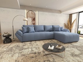 Colțar extensibil dumonde cu ladă de depozitare si sezut confortabil din spuma high-density, Berlin XL Enjoy Blue 350x185 cm II