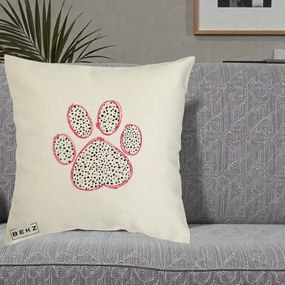 Perna Personalizata Labuta Dalmatian Roz Neon, 40x40 cm, Ecru, Husa Detasabila, Perna Inclusa, BEKZ®