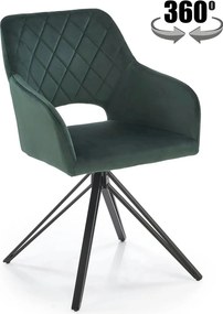 Scaun rotativ K535, verde inchis/negru, stofa catifelata/metal, 57x60x