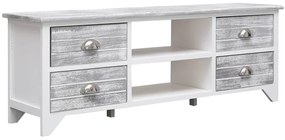 vidaXL Comodă TV,alb și gri, 108x30x40 cm, lemn masiv de paulownia