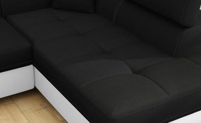 Coltar extensibil dreapta 4 locuri, ELTAP, Anton, 272x203x85 cm, lemn/poliester, negru/alb