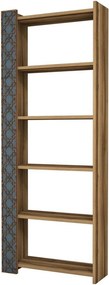 Biblioteca CITY, alun/albastru, PAL melaminat, 65x24x170 cm