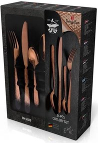 Set Tacamuri 24 piese efect oglinda Rose Gold Metallic Collection Berlinger Haus BH 2619