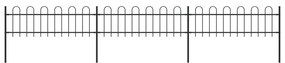 Gard de gradina cu varf curbat, negru, 5,1 x 0,6 m, otel 1, 0.6 m, 5.1 m