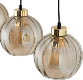 Lustră LED suspendată pe cablu DEVI 3xE27/15W/230V negru/bej fumuriu