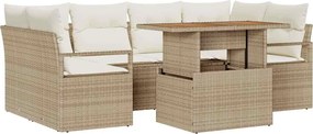 vidaXL Set de canapele pentru grădină 7 pcs Bej Rattan poli