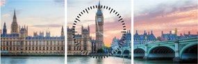 Tablou - Londra în culori pastelate (cu ceas) (90x30 cm)