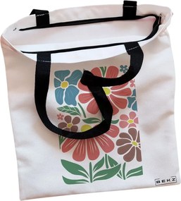 Sacosa de Panza pentru Cumparaturi, Geanta Tote, Boho Style 8, Cu fermoar, 38x34.5 cm, Alba, BEKZ®
