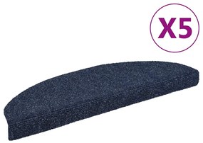 vidaXL Covorașe autoadezive pentru scări, 5 buc., 65x21x4 cm, albastru, semirotunde, mari