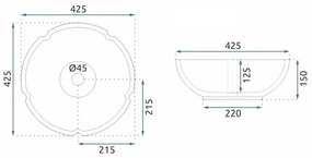 Lavoar FELICIA pentru blat, ceramică, Ø 42,5 cm, model floral - REA-U7504