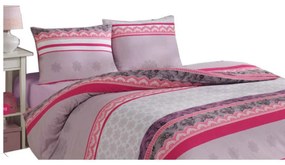 Lenjerie pat CASA GINO® Pink Sensation, bumbac satinat, 4 piese,cearceaf 240X240, fata pilota 180X240, 2 X fete perna 50X70