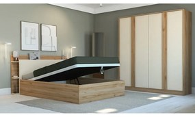 Șifonier crem/în culoare naturală cu aspect de lemn de stejar 180x197,5x53 cm Dennis – Marckeric