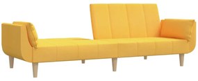 Canapea extensibila cu 2 locuri, 2 perne, galben, textil Galben, Fara scaunel pentru picioare Fara scaunel pentru picioare