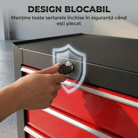 HOMCOM Carucior pentru Ustensile Unelte cu Sertar Rosu 61,5 X 33 X 85cm | Aosom Romania