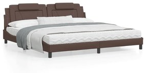 3208119 vidaXL Cadru de pat cu tăblie, maro, 200x200 cm, piele ecologică