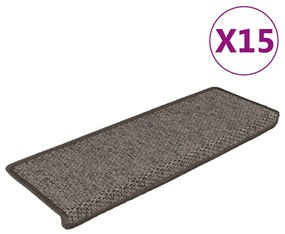 vidaXL Covoraș scări autoadeziv 15 buc. gri&amp;bej 65x21x4cm aspect sisal