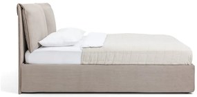 Pat dublu tapițat taupe cu spațiu de depozitare cu saltea / grătar 160x200 cm Thessa Pillow - Bonami Selection