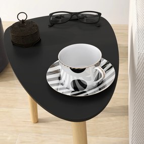 HOMCOM Set de 2 mese de cafea nestemate design scandinav picioare din lemn si blat din lemn, negru | Aosom Romania