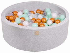 Meowbaby – Piscina rotunda 90×30 cm cu 200 mingi pentru copii – Light Grey