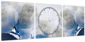 Tablou - Trandafir alb (cu ceas) (90x30 cm)