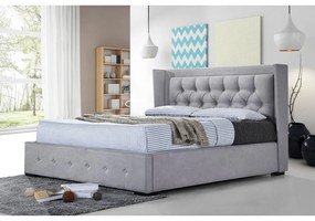 Pat tapitat Roma 160x200cm, suport saltea inclus, culoare Gri