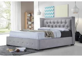Pat tapitat Roma 160x200cm, suport saltea inclus, culoare Gri