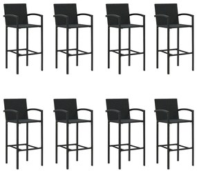 Set mobilier bar de gradina, 9 piese, negru Negru, 9
