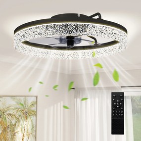 HOMCOM Ventilator de tavan cu lumină, ventilator LED de tavan dimabil cu telecomandă pentru dormitor și living, Negru | Aosom Romania