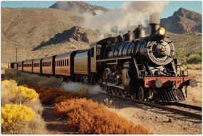 Tablou - Locomotivă cu aburi (90x60 cm)