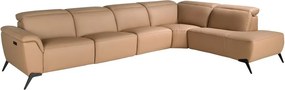 Coltar modular LUX design italian cu sezlong dreapta Piele Naturala, Brown