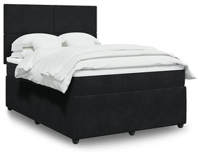 vidaXL Pat box spring cu saltea, negru, 160x200 cm, catifea