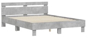 3207416 vidaXL Cadru de pat cu tăblie gri beton 150x200 cm lemn prelucrat