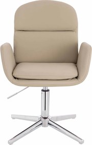 HR480CROSS Scaun Crem Piele Ecologica Premium Soft cu Bază Cromata