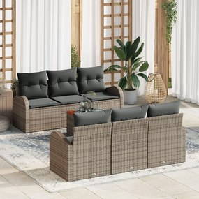 vidaXL Set canapele pentru grădină 7 pcs Gri Mare Ratan poli, țesătură