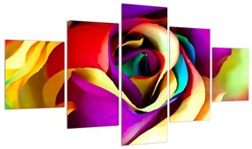 Tablou colorat cu trandafirul abstract (125x70 cm), în 40 de alte dimensiuni noi
