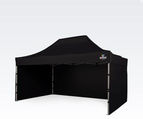 Cort tip foarfecă 3x4,5 m ALU, și pentru motorsport - cu 3 pereți - Negru