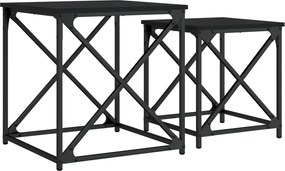 vidaXL Mese suprapuse de cafea, 2 buc, negru, lemn prelucrat