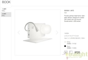 Aplica LED moderna cu reader LED cu port USB BOOK-1 AP2 174792