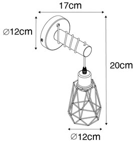 Aplică rustică neagră cu lemn - Dami Frame