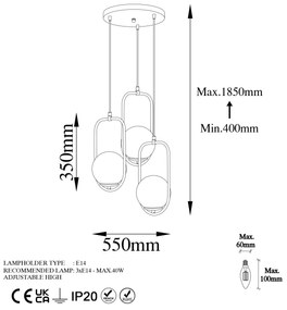 Lustra Skew Auriu 55x185x55 cm