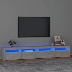 vidaXL Comodă TV cu lumini LED, gri beton, 240x35x40 cm