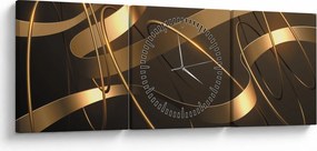Tablou - Panglici de bronz (cu ceas) (90x30 cm)