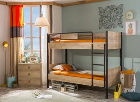 Set cu pat etajat 90x200 cm si comoda Colectia Mocha