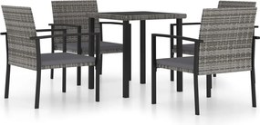 vidaXL Set de masă pentru grădină, 5 piese, gri, poliratan