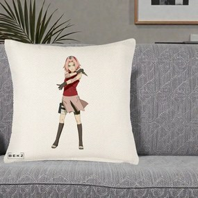Perna Personalizata Naruto Sakura Haruno Portret, 40x40 cm, Crem Reliefat, Husa Detasabila, Perna Inclusa, BEKZ®